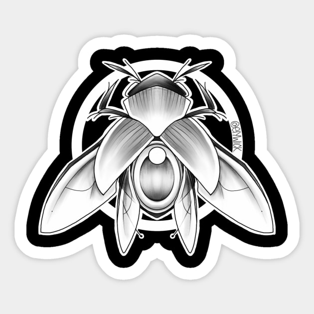 scarab (black and grey) Sticker by elywick